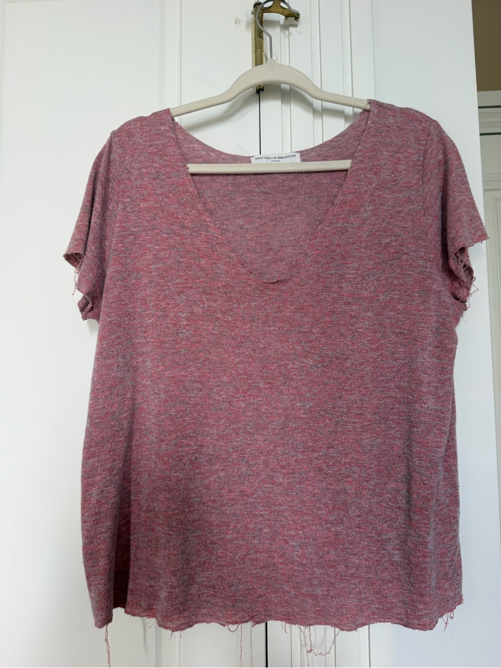 Project Social T Soft V-Neck Heathered Pink Women's Top